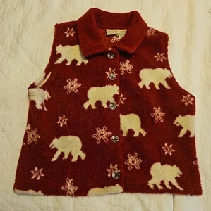 St John's Bay. Sweater Vest, size medium, fuzzy‎ material,  bear and snowflakes